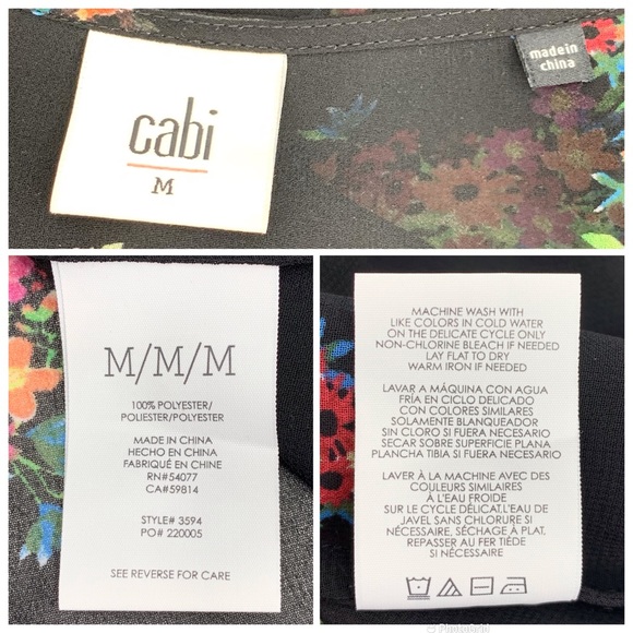 Cabi Blooming Blouse #3594, Floral Print Sheer Long Sleeve V-Neck Top, Medium - Picture 16 of 16